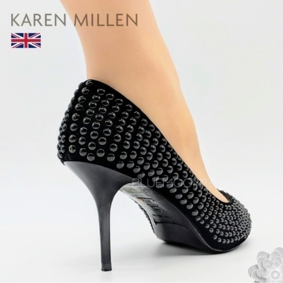 Karen Millen Black Studded Heels Size 7.5 - Picture 2 of 12